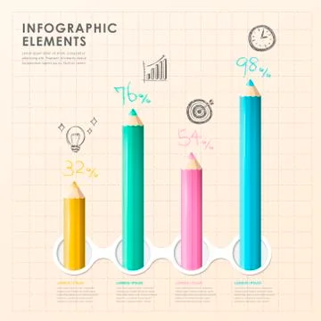 Hand draw style vector color pencil infographic elements Stock Illustration