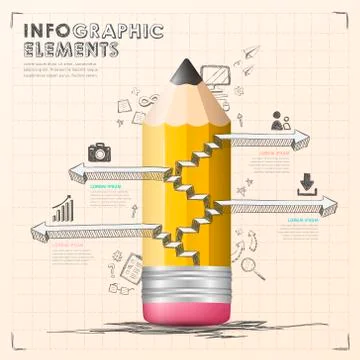 Hand draw style vector infographic elements Stock Illustration