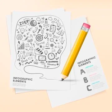 Hand draw style vector pencil infographic elements Stock Illustration