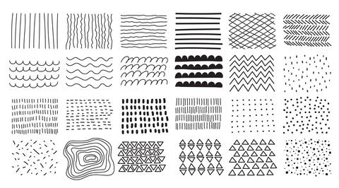 Hand draw texture pattern set. Abstract vector background in simple flat doodle Stock Illustration