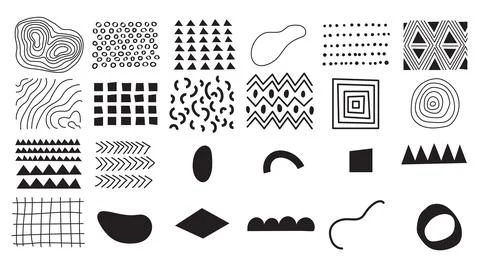 Hand draw texture pattern set. Abstract vector background in simple flat doodle 스톡 일러스트