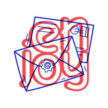 Hand draw two mail icon in doodle style for your design with lettering Illustrazione stock