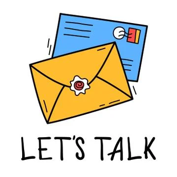 Hand draw two mail icon in doodle style for your design with lettering Illustrazione stock