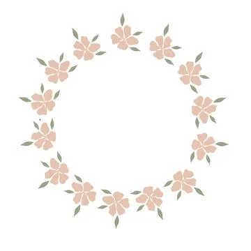 Hand draw vector flower wreath with pink daisies. For invitation and wedding  Ilustração Stock