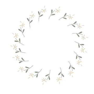 Hand draw vector flower wreath with chamomile and petals. For invitation and  Stock Illustration
