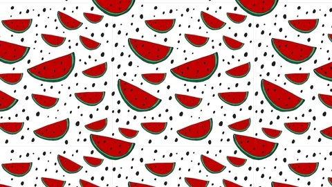 Hand draw watermelon fly up white background Stock Footage 116394237
