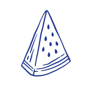 Hand draw watermelon slice vector illustration. Summer berry in doodle style Stock Illustration