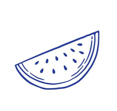 Hand draw watermelon slice vector illustration. Summer fruit in doodle style 库存插图