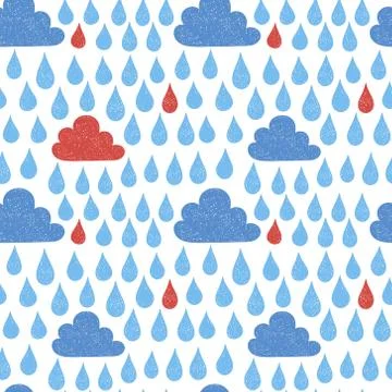 Hand draw the weather cloud. Scribble style vector seamless pattern. Stock Illustration