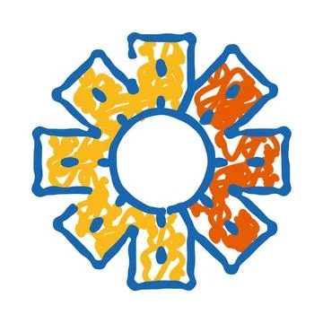 Hand drawing abstract asterisk logo with bright colors Stock Illustration