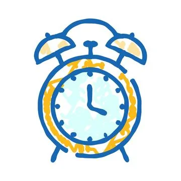Hand drawing alarm clock icon, time reminder concept Stock Illustration