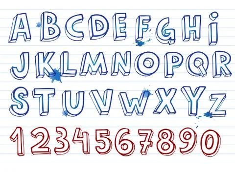 Hand drawing alphabet Stock Illustration