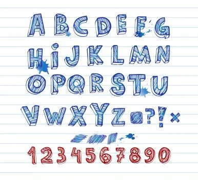 Hand drawing alphabet Stock Illustration