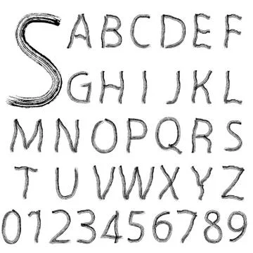 Hand drawing alphabet vector illustration set in black ink 스톡 일러스트