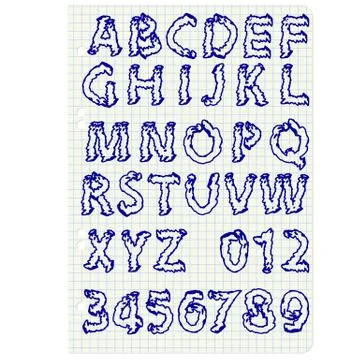 Hand drawing alphabet vector illustration set in black ink 스톡 일러스트