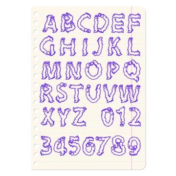 Hand drawing alphabet vector illustration set in black ink イラスト素材