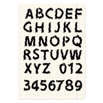 Hand drawing alphabet vector illustration set in black ink 스톡 일러스트
