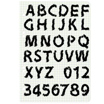 Hand drawing alphabet vector illustration set in black ink 스톡 일러스트