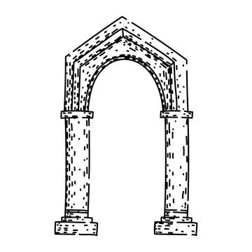 Hand drawing ancient archway representing history and passage Ilustración de archivo