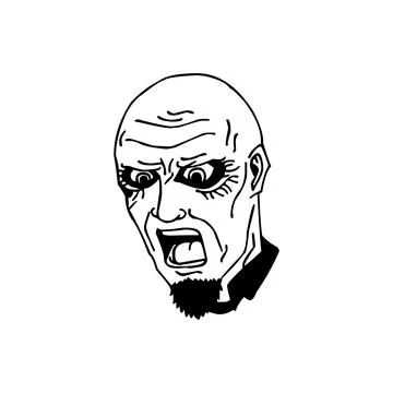 Hand drawing angry man face abstract portrait vector illustration Stock Illustration