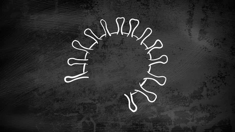 Hand drawing animation of a coronavirus. Flu virus on black chalkboard. Stock Footage 126751273