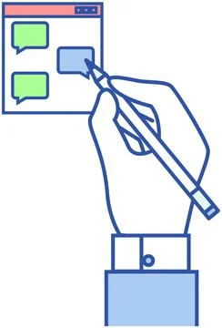 Hand drawing app for chatting and mailing icon. Program, for online 스톡 일러스트