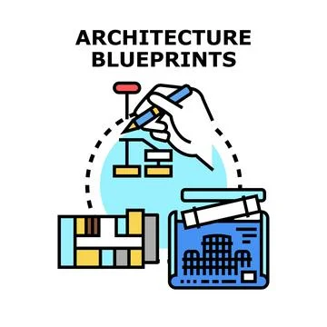 Hand drawing architecture blueprints for building project development Stock Illustration