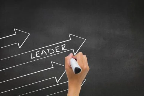 Hand drawing arrows with leader Stock Photos