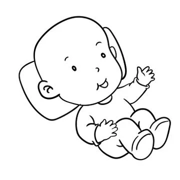 Hand drawing baby smiling-Vector Illustration Stock Illustration