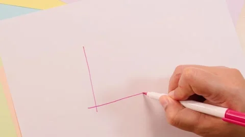 Hand Drawing Bar Graph on Paper With Pink Marker Stock Footage 321918853