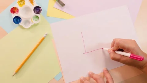 Hand Drawing Bar Graph on Paper From Above View Stock Footage 323159559