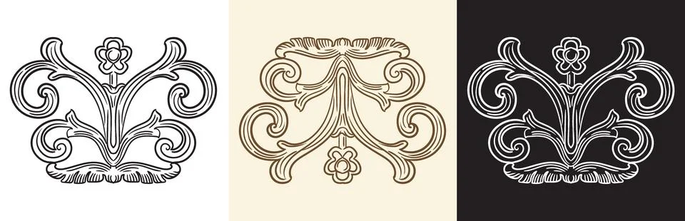 Hand drawing baroque monogram vector isolated illustration Stockillustratie
