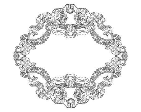 Hand drawing baroque retro frame vector illustration 스톡 일러스트