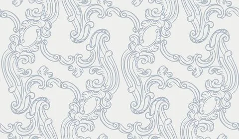 Hand drawing baroque seamless pattern vector illustration monochrome elements Stock Illustration
