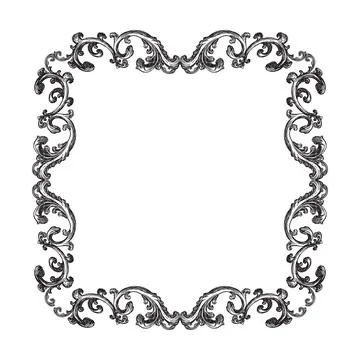 Hand drawing beautiful baroque frame vector illustration 스톡 일러스트