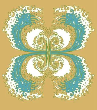 Hand drawing big waves vector art Illustrazione stock