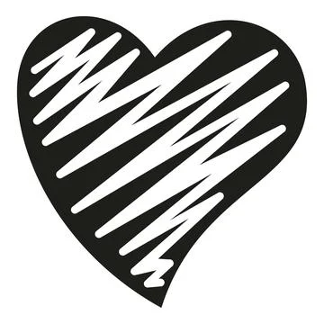 Hand drawing black scribble heart vector icon Stock Illustration