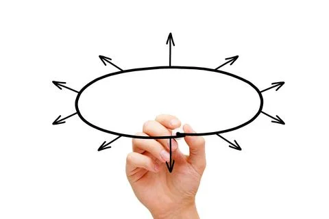Hand Drawing Blank Oval Shape Diagram With Arrows Stock Photos