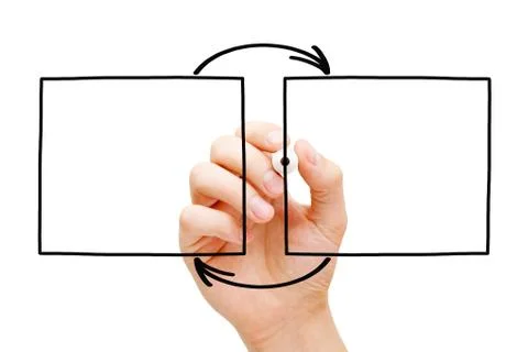 Hand Drawing Blank Two Box Cycle Diagram Foto stock