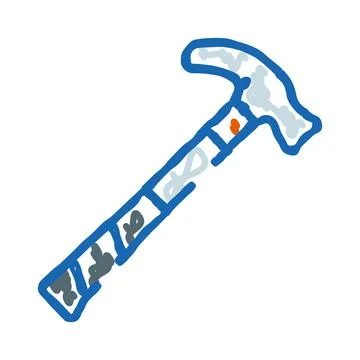 Hand drawing blue hammer tool construction icon Ilustración de archivo
