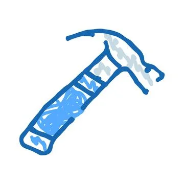 Hand drawing blue hammer tool construction icon Ilustración de archivo