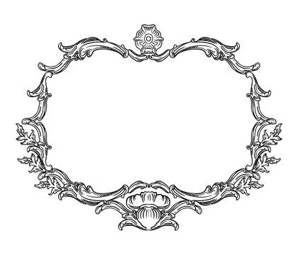 Hand drawing border decorative oval shape frame illustration Stock Illustration