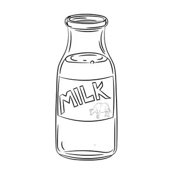 Hand drawing bottle of milk -Vector Illustration Stock Illustration