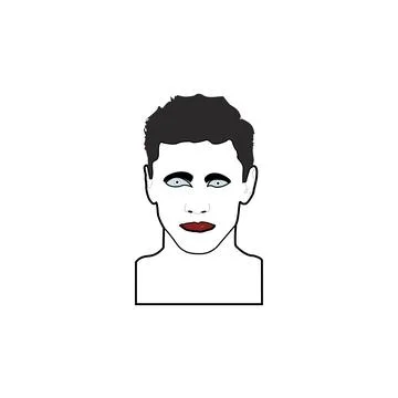 Hand drawing boy face art portrait vector illustration Stock Illustration