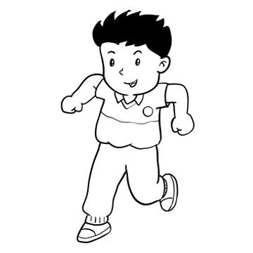 Hand drawing of boy running -Vector Illustration Stock Illustration