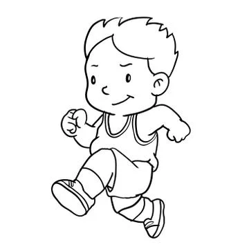 Hand drawing of boy running -Vector Illustration Stock Illustration