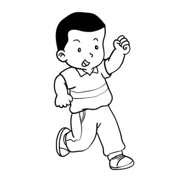 Hand drawing of boy running -Vector Illustration Stock Illustration