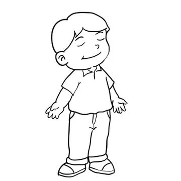 Hand drawing of boy standing -Vector Illustration Stock Illustration