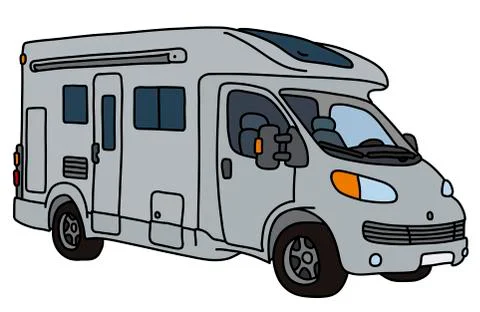 The hand drawing of a caravan Stock Illustration