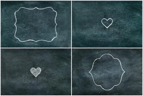 Hand drawing chalk frames on blackboard Stock Photos